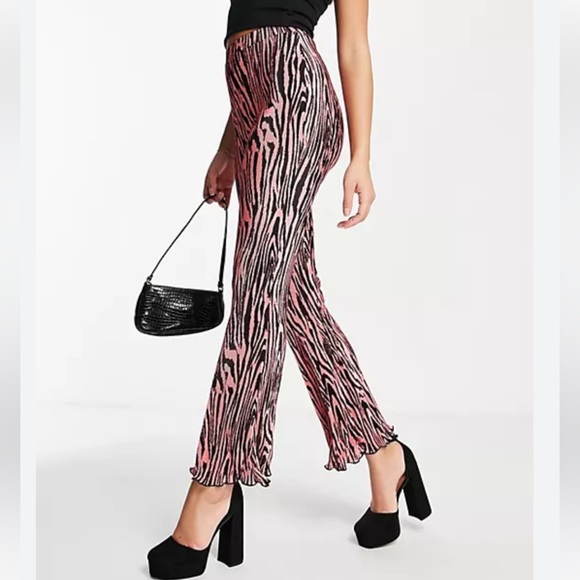 ASOS Pink Zebra Flare Pants - Picture 2 of 6